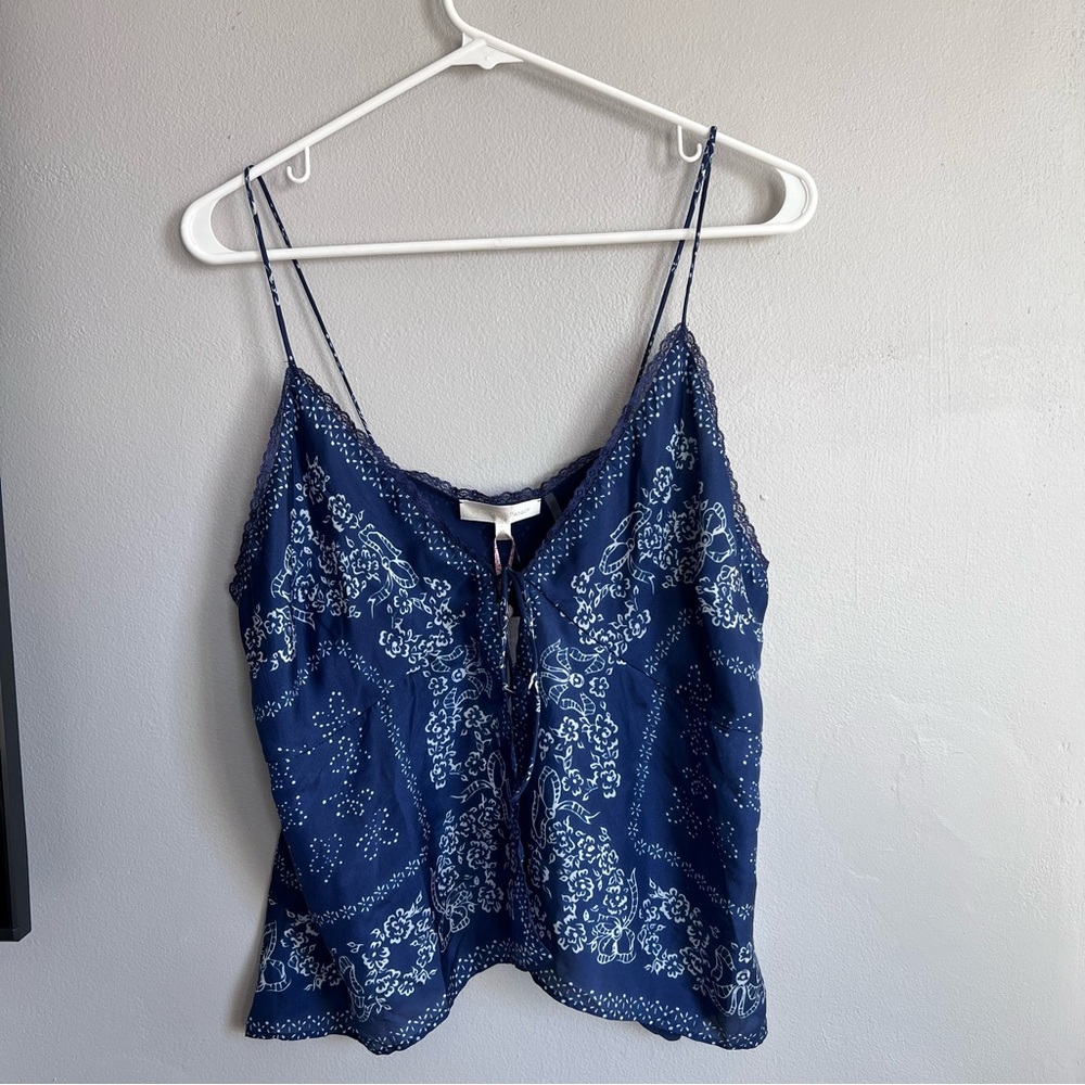 NWT LoveShackFancy Tivelo Top Bandana Print Silk Navy White XL - Picture 5 of 12